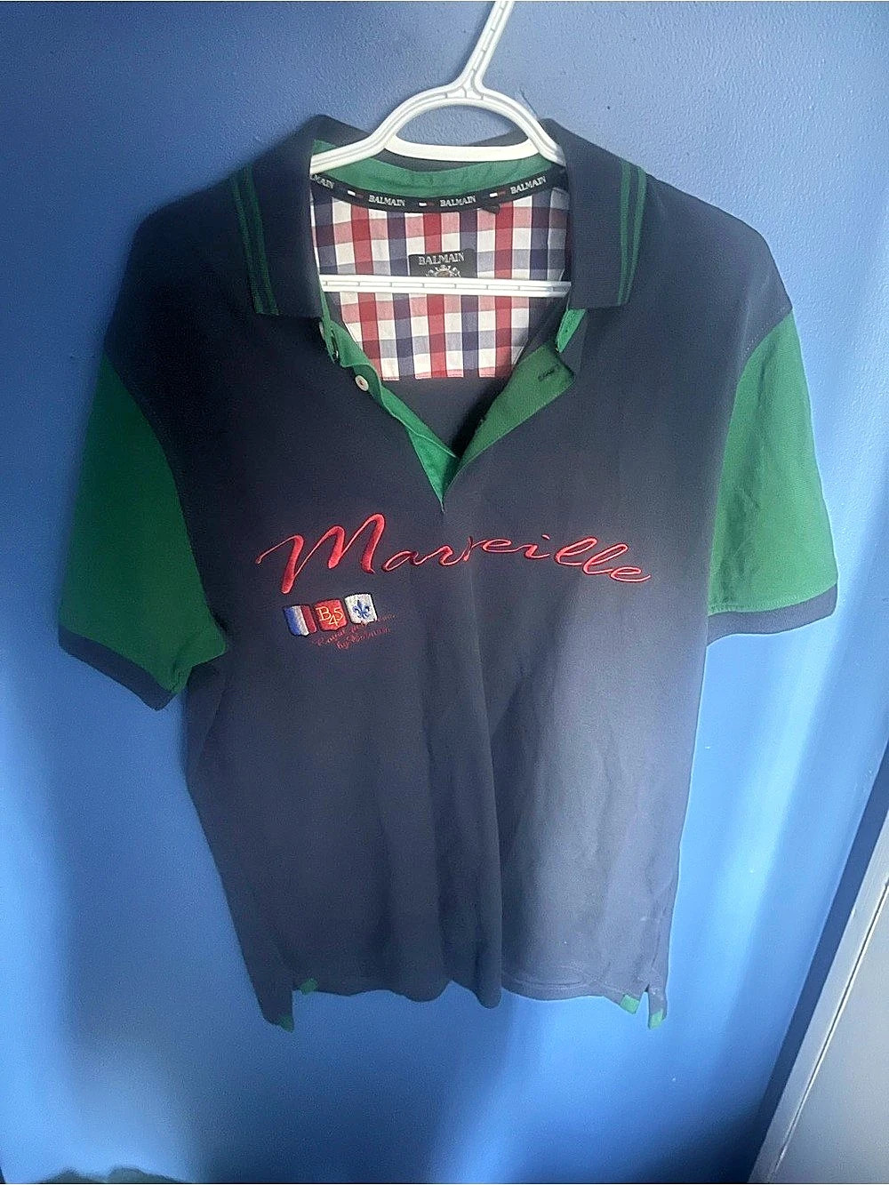 Balmain Marseille Embroidered Logo Polo Shirt Men's Polo Black & Green